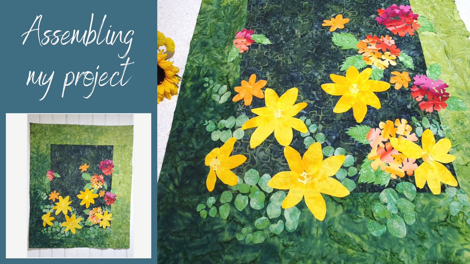 Daisy and Verbena Art Quilt - image 5 - student project