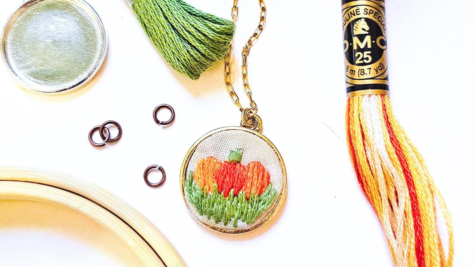 Embroidered Pumpkin Necklace - image 2 - student project