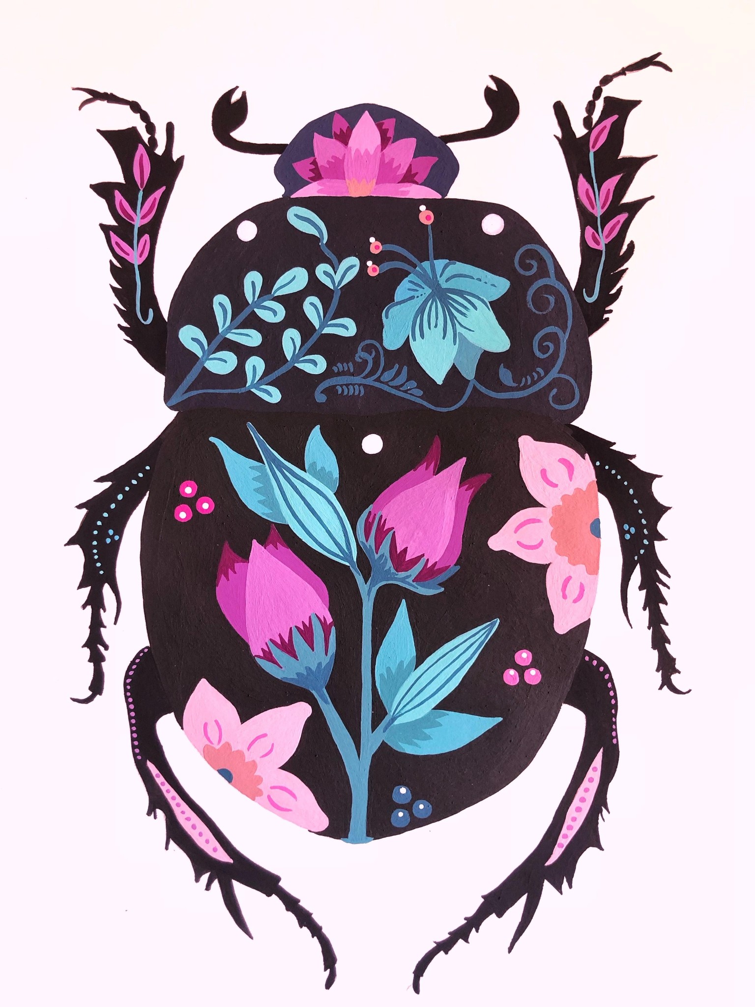 Flowers balanced in a dung beetle - image 1 - student project