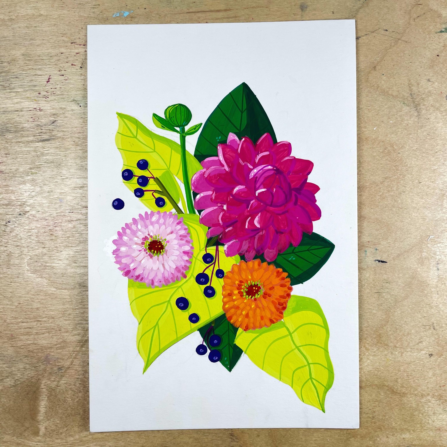 Gouache flowers - image 1 - student project