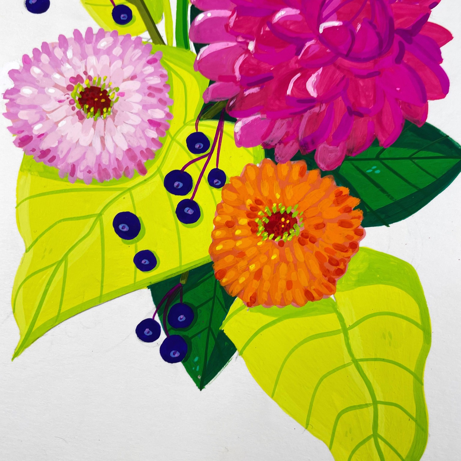 Gouache flowers - image 2 - student project