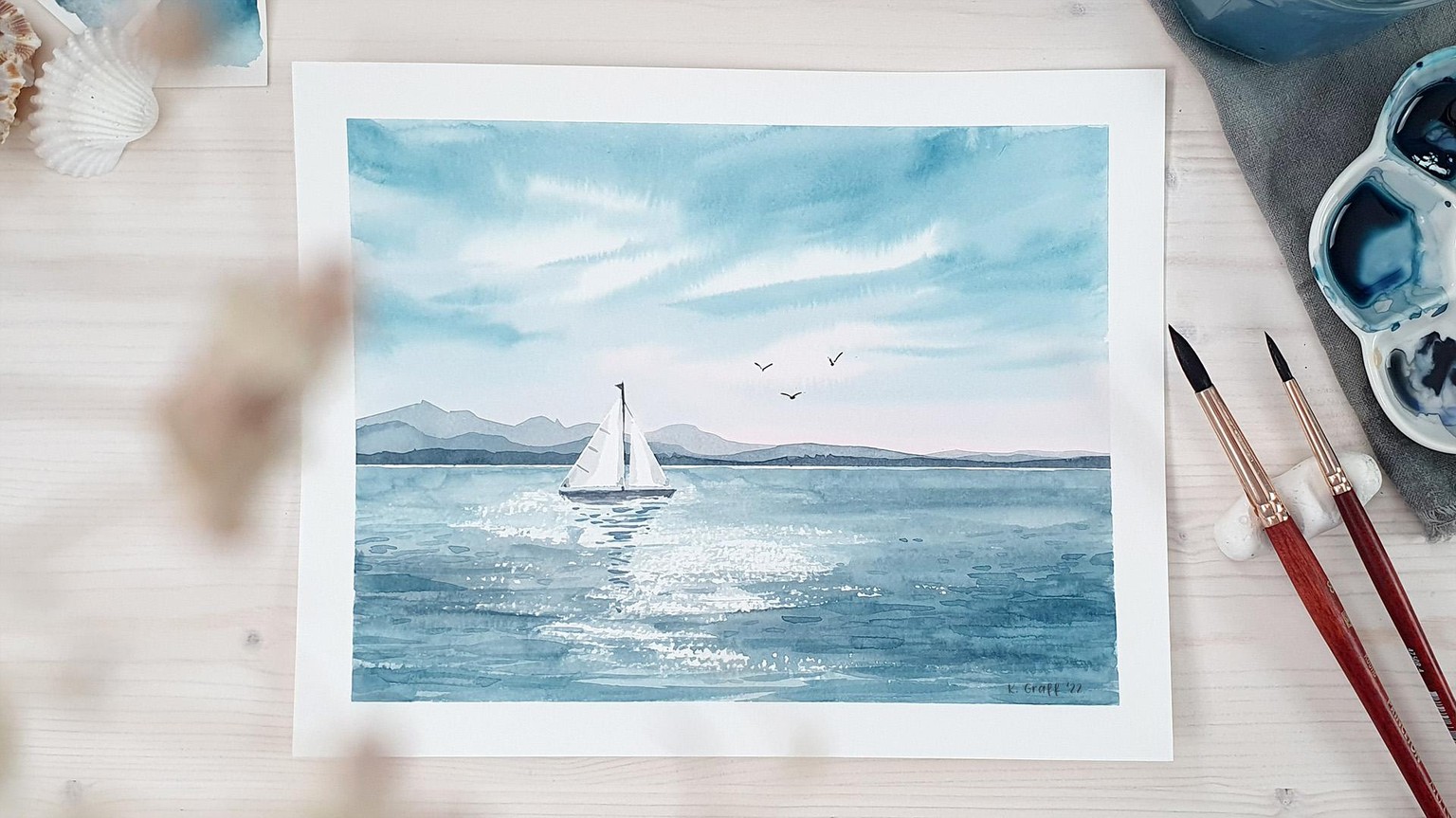 Seascape - See mit Segelboot - image 2 - student project