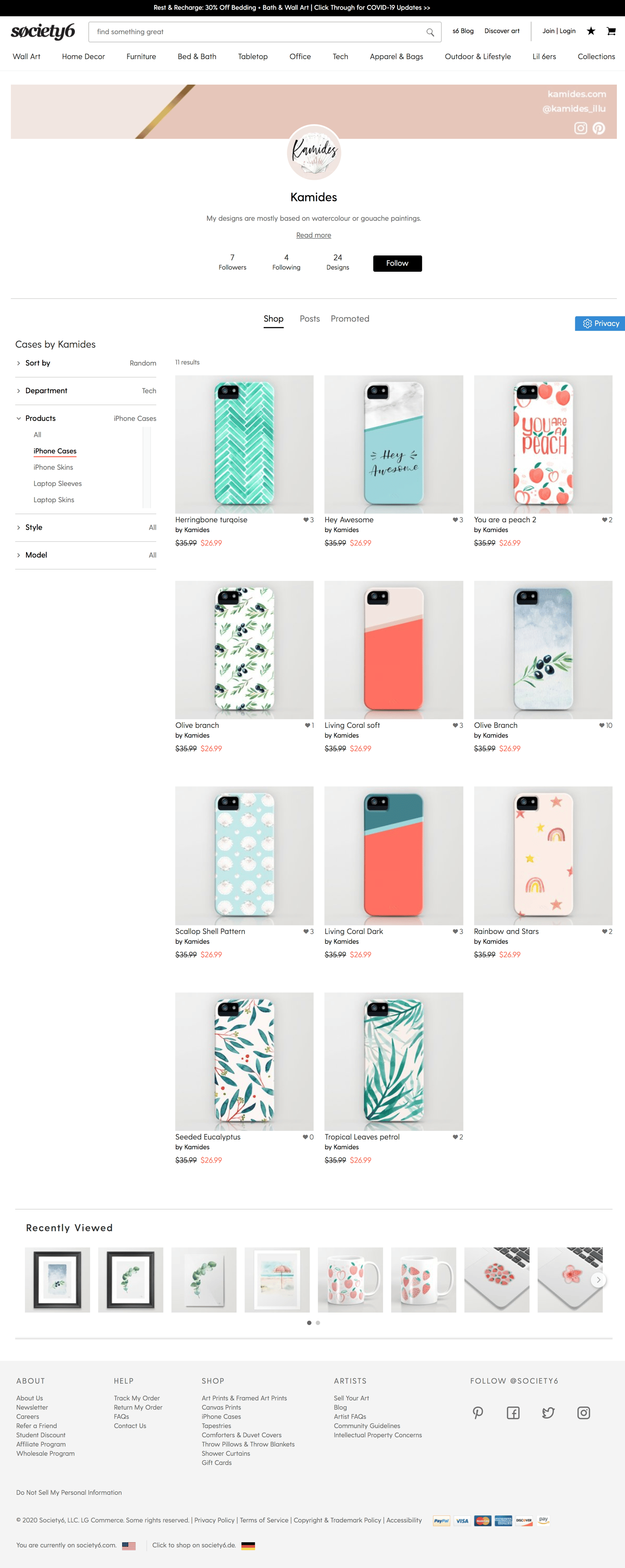 Kamides Shop on Society6 - image 1 - student project