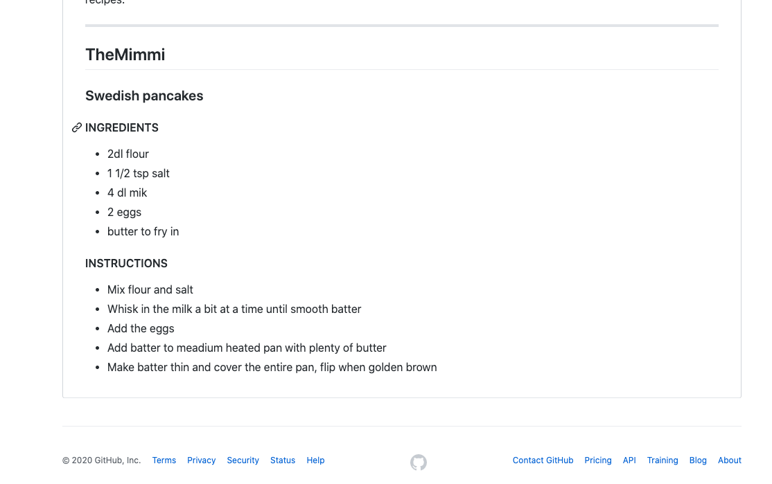 My recipe committed to the respo - image 1 - student project
