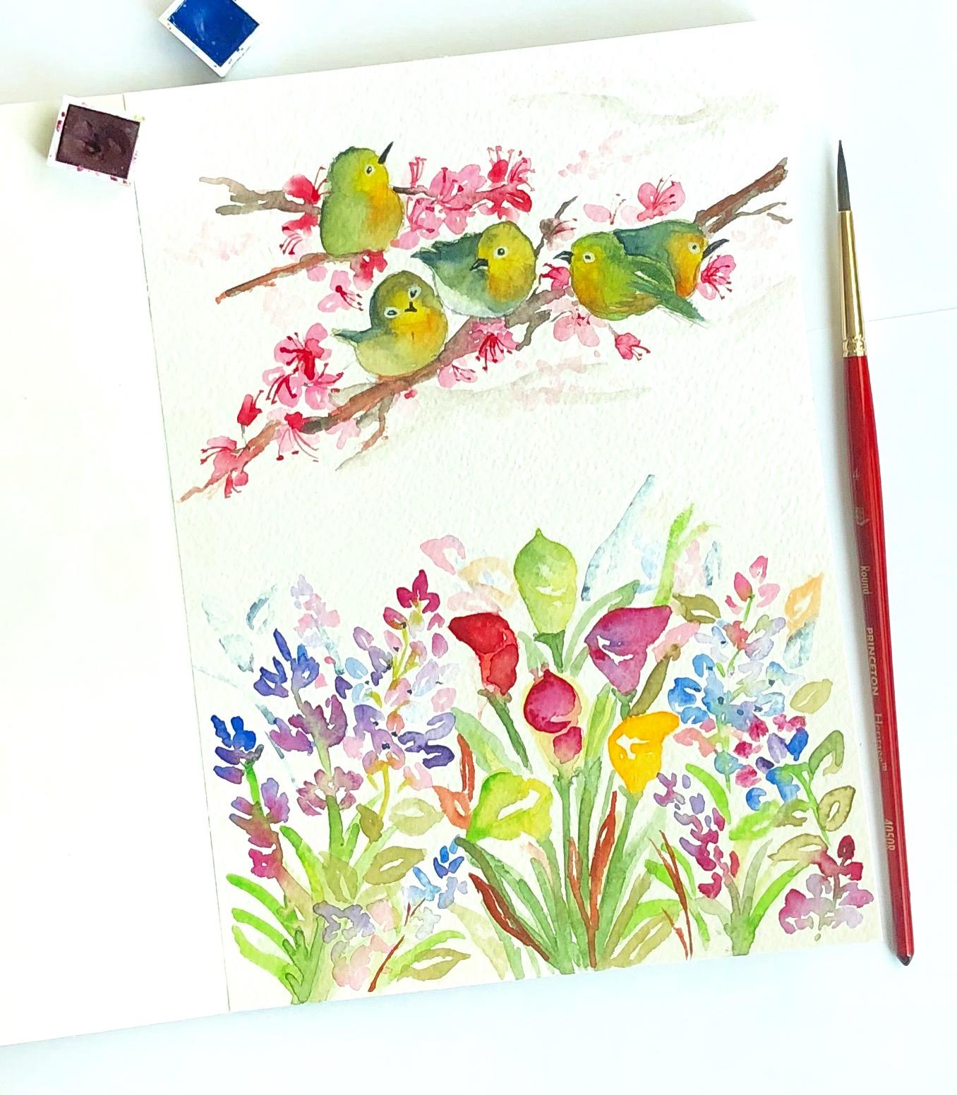 Watercolour loose florals - image 1 - student project