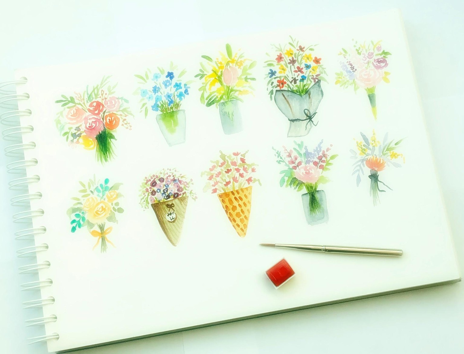 Watercolor bouquet - image 1 - student project