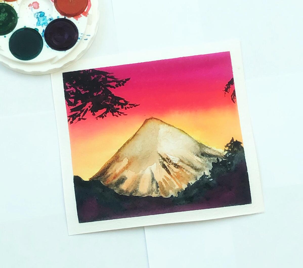 Watercolor mountain - image 1 - student project