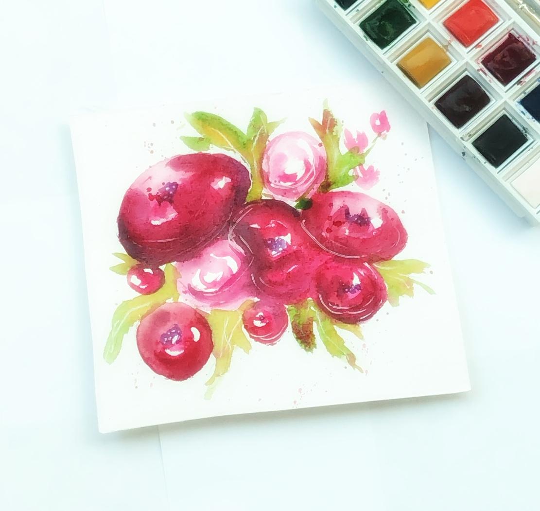 Watercolor abstract blooms - image 1 - student project
