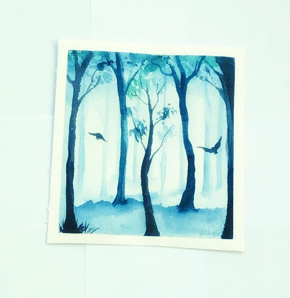 Watercolor misty forest - image 1 - student project