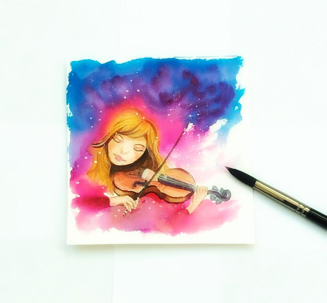 Dreamy watercolor portrait - image 1 - student project