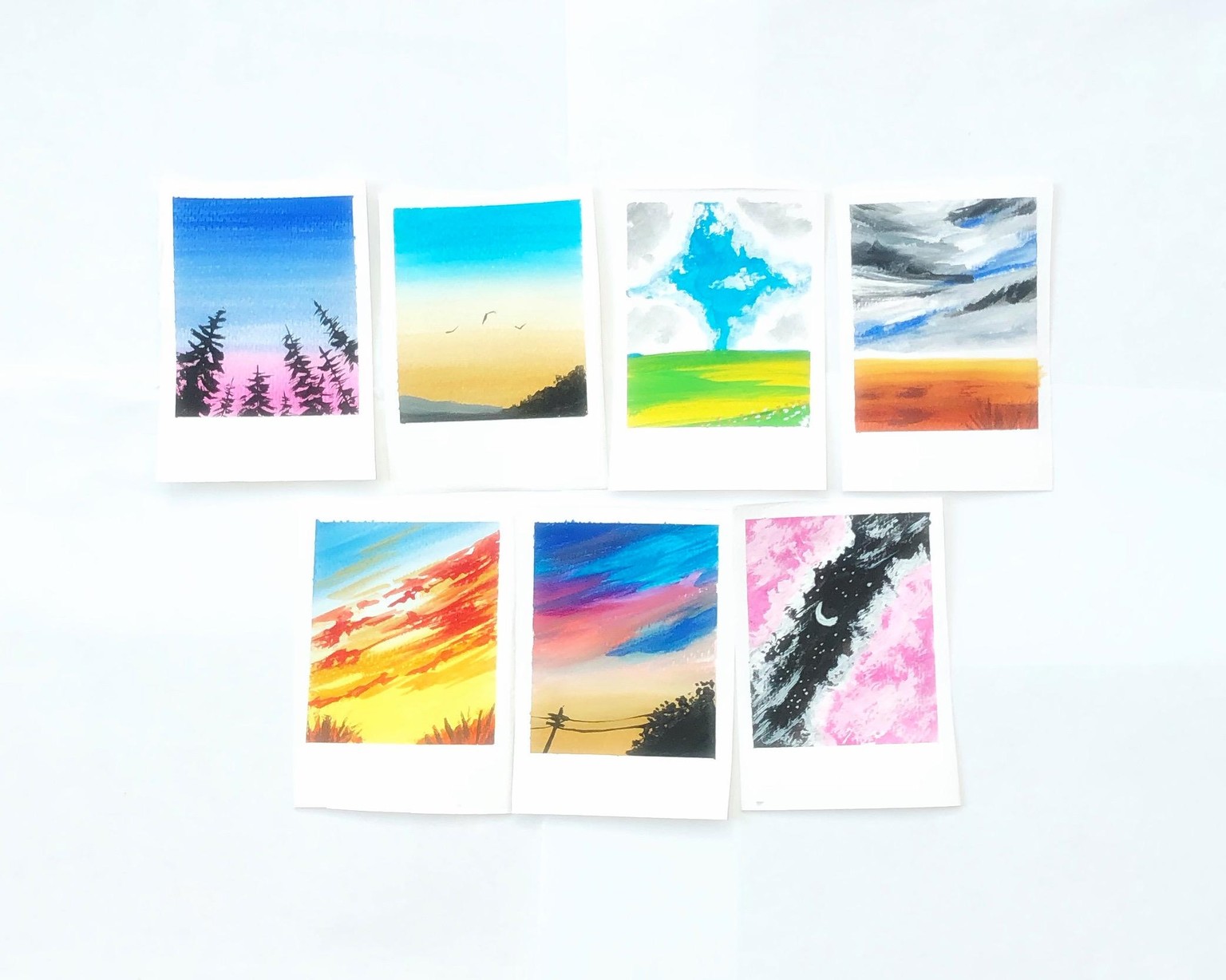Gouache skyscapes - image 1 - student project