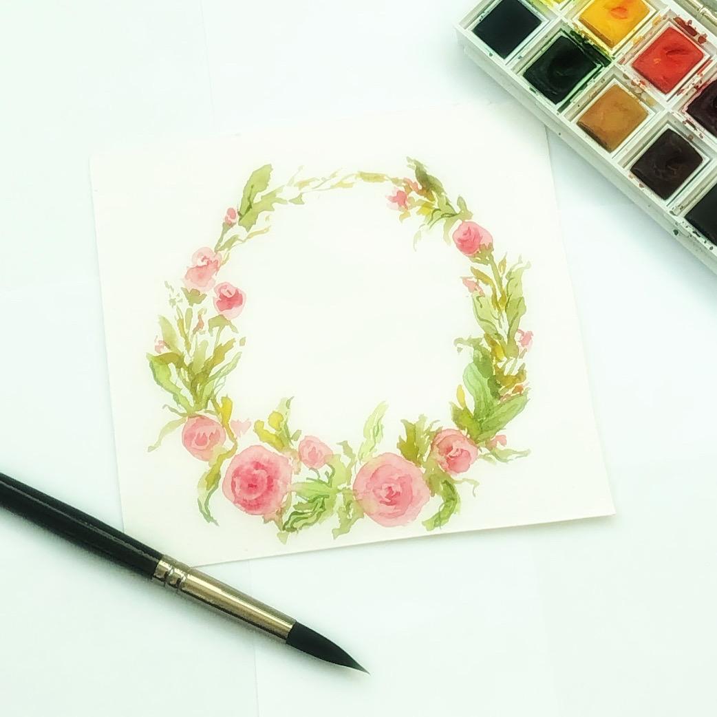 Watercolor floral wreath - image 1 - student project