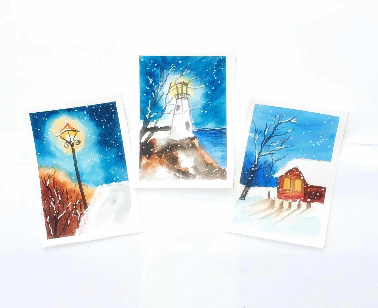 Watercolor winter lights - image 1 - student project