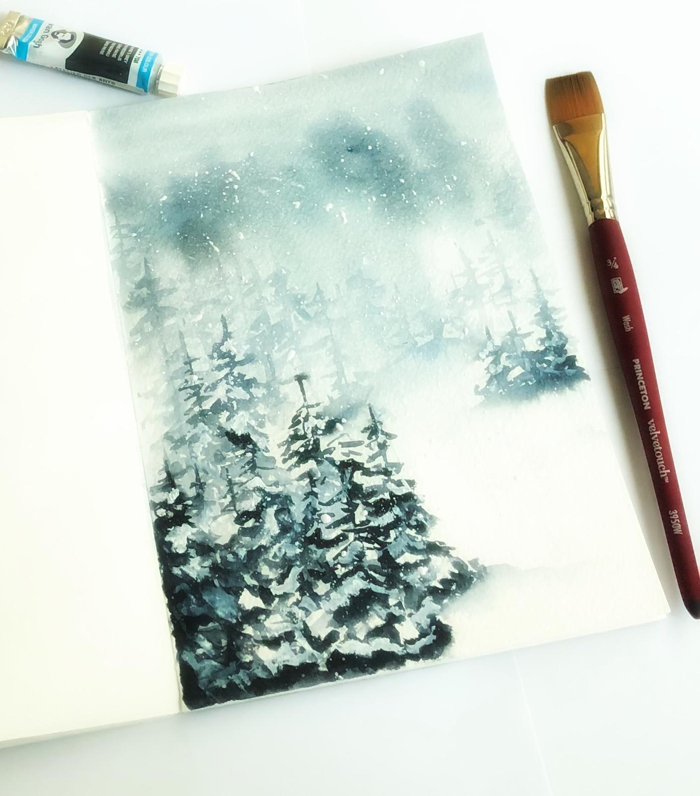 Watercolor wilderness blizzard - image 1 - student project