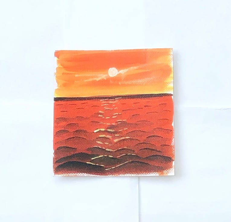 Acrylic sunset painting - image 1 - student project
