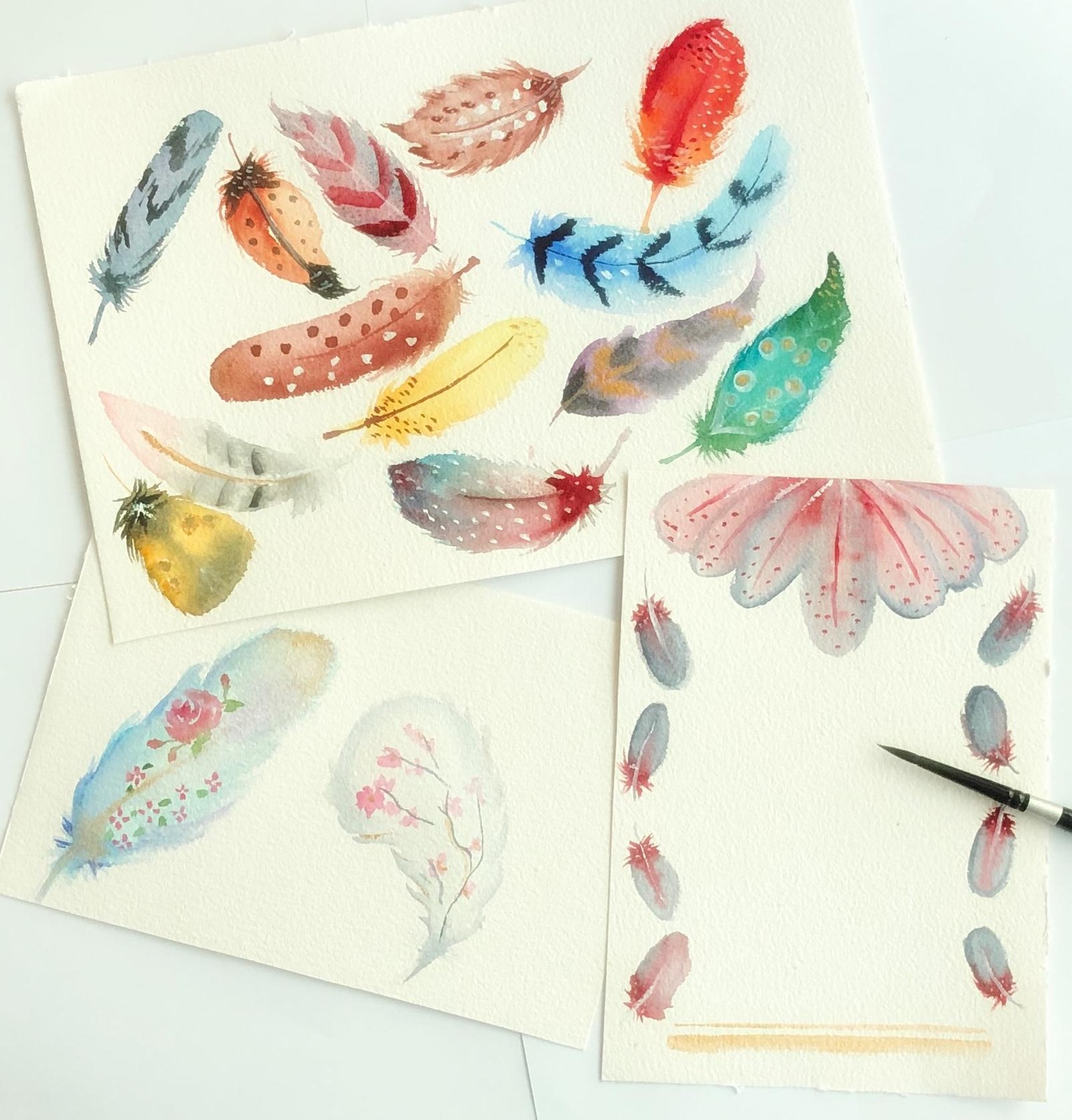 Watercolor Feathers - image 1 - student project