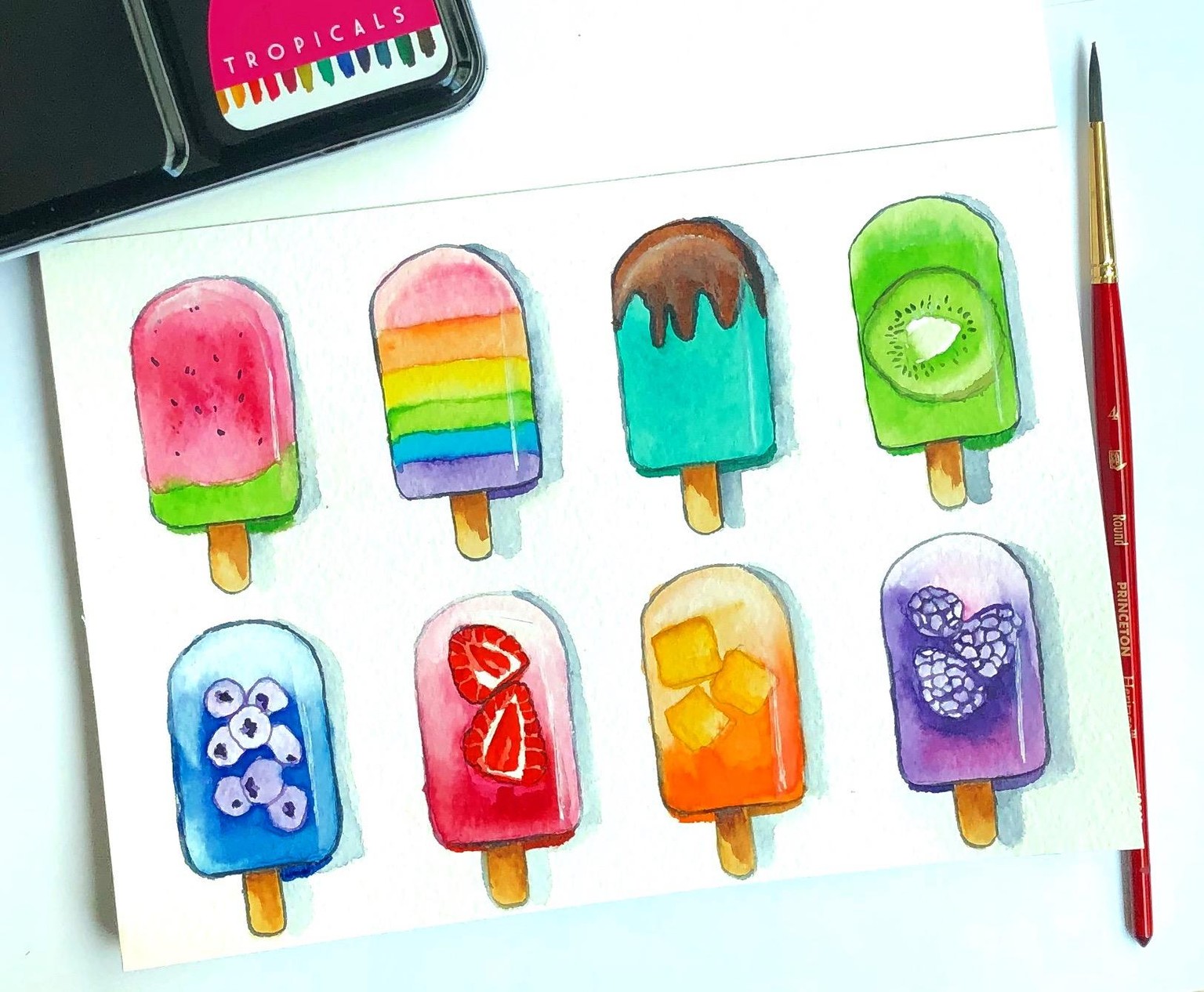 Watercolor ice lollies - image 1 - student project