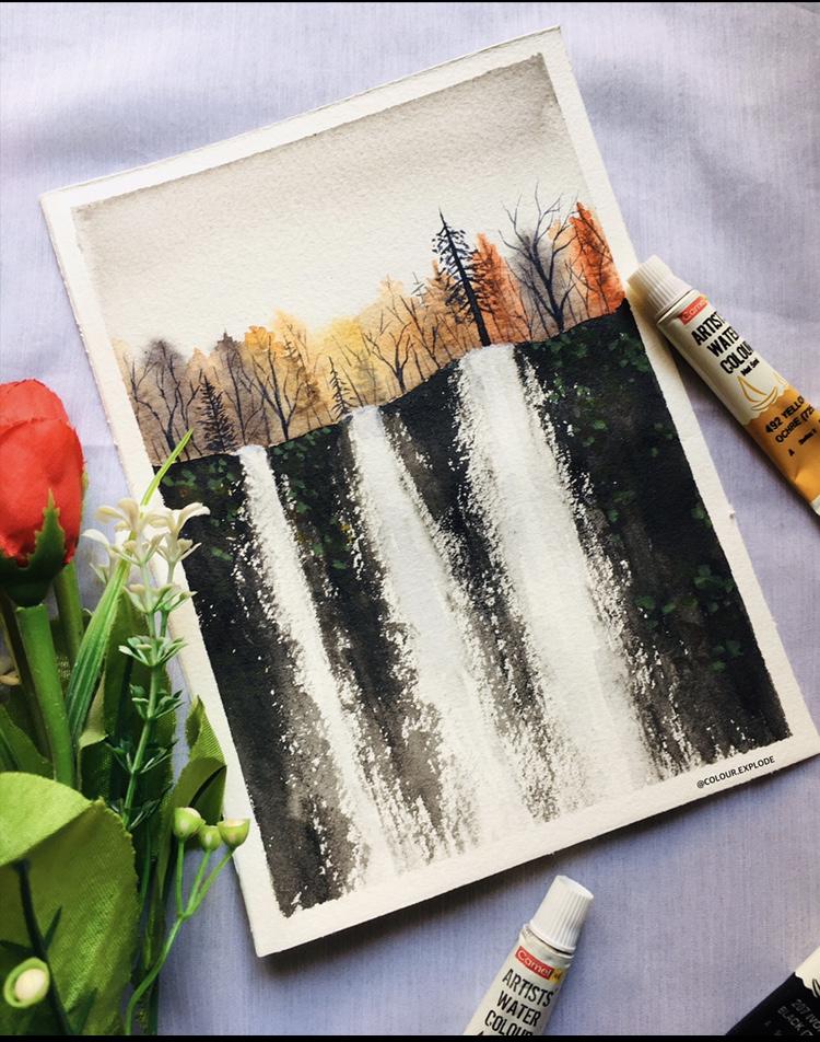 expressive watercolor landscape - image 1 - student project