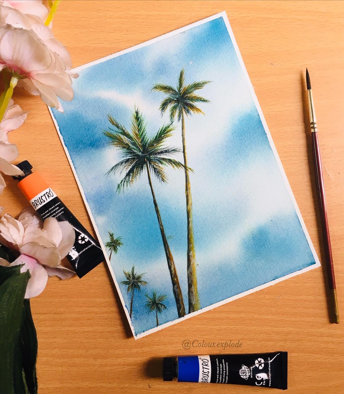 watercolor palm trees for beginners - image 1 - student project