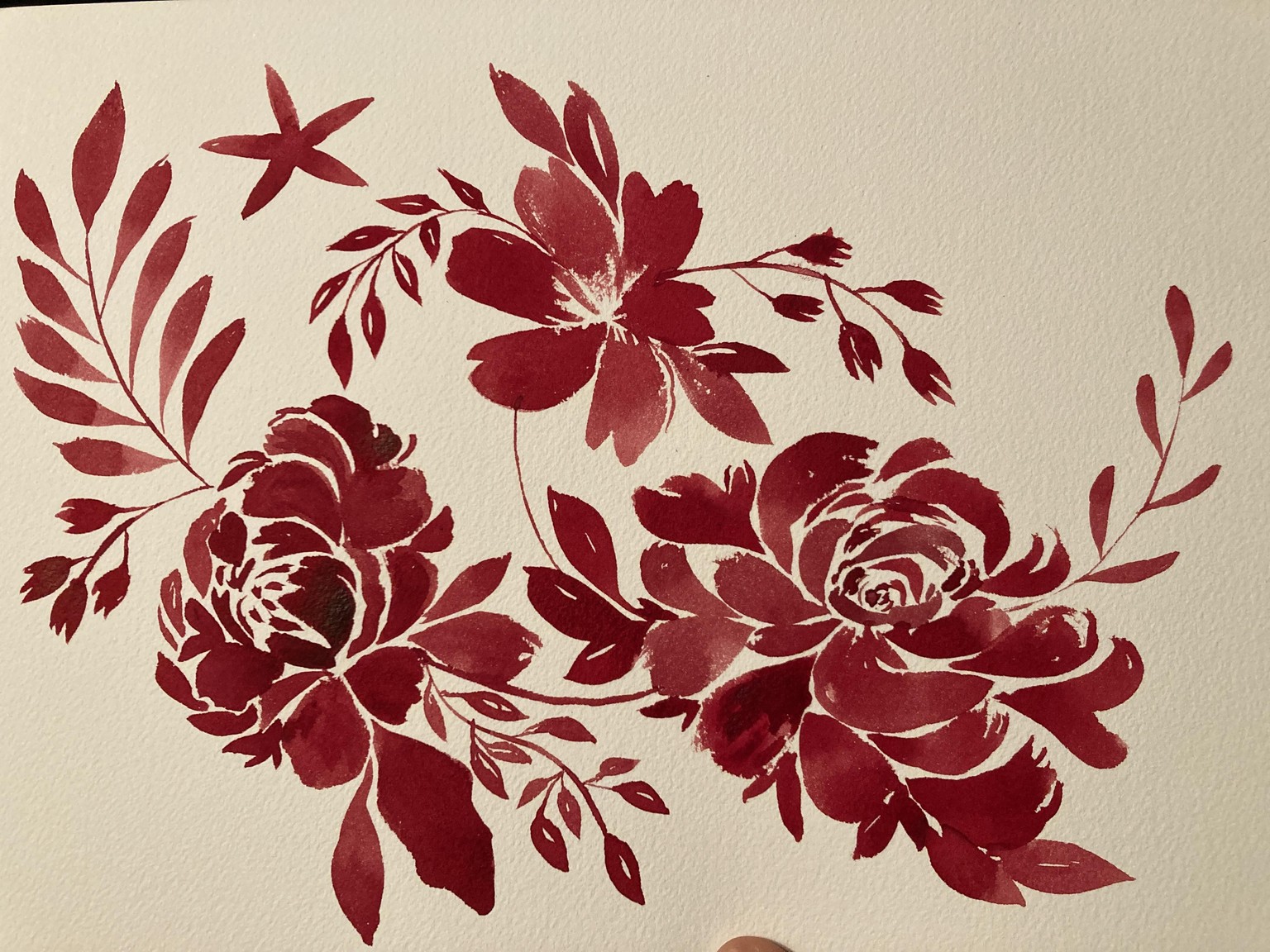 Gouache Peony Composition - image 1 - student project
