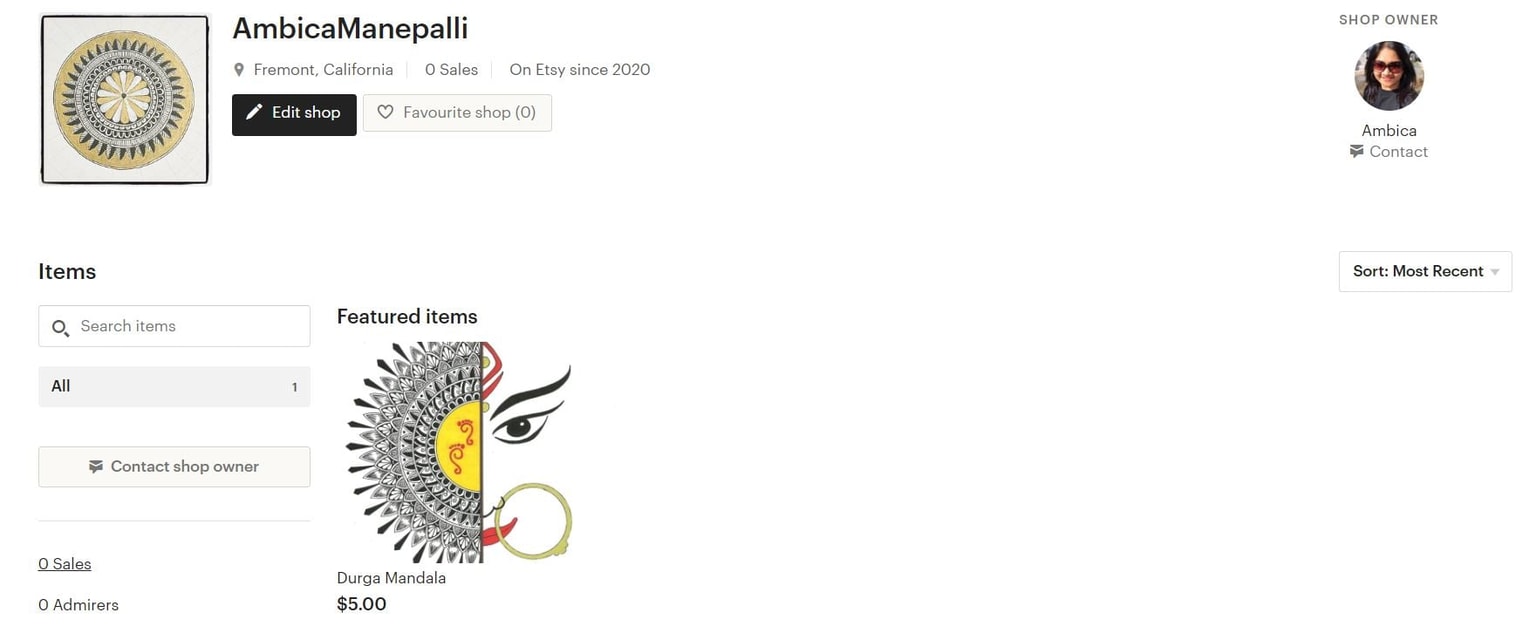 Etsy shop screenshot - image 1 - student project