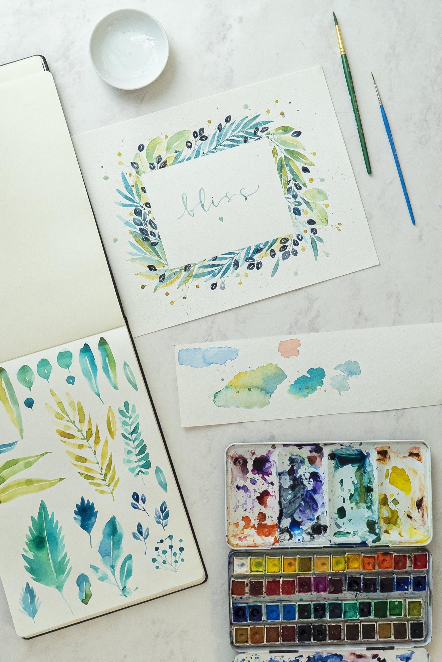 Loose Watercolor Botanical Frame - image 2 - student project