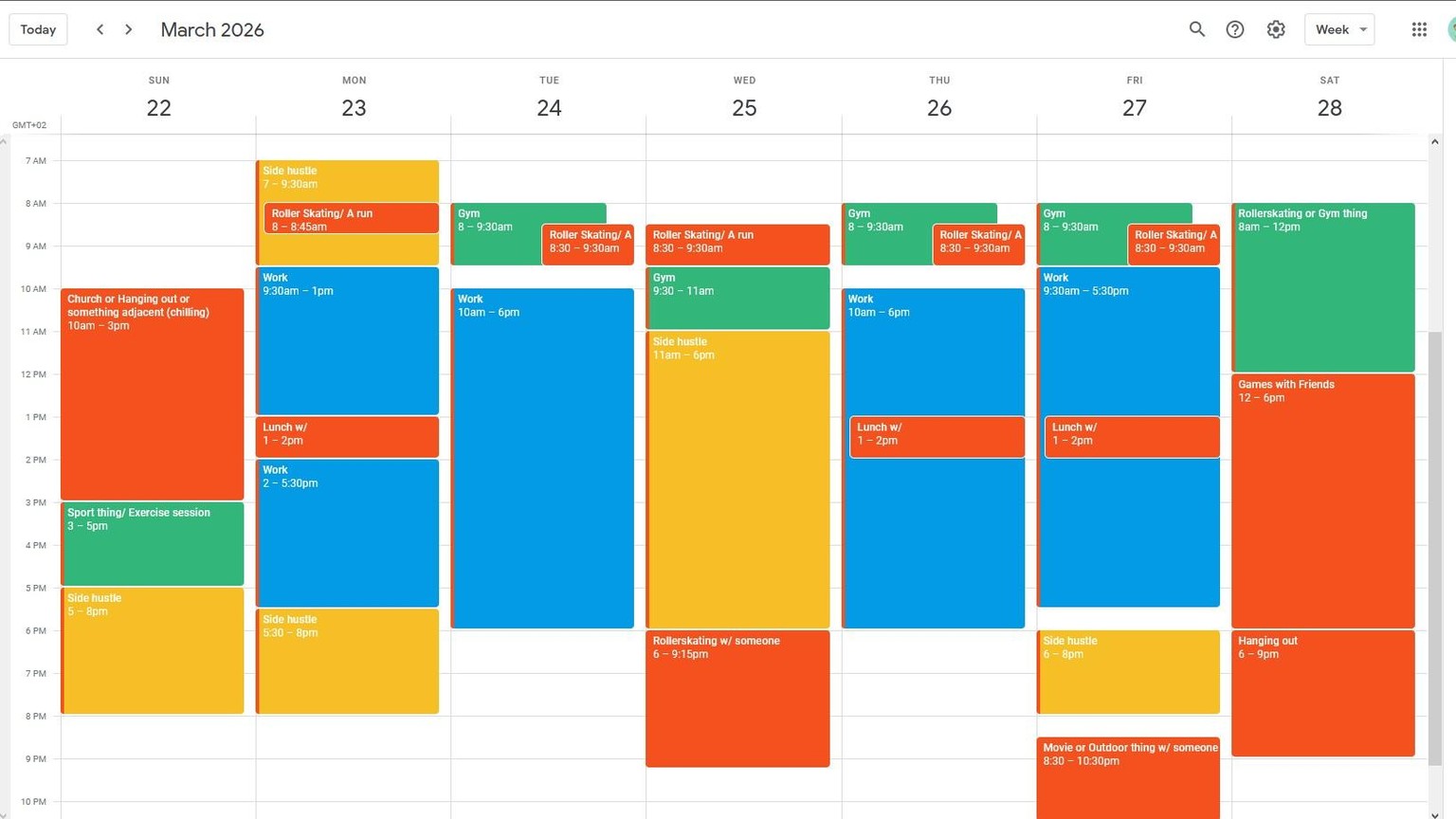 My Ideal week - image 1 - student project