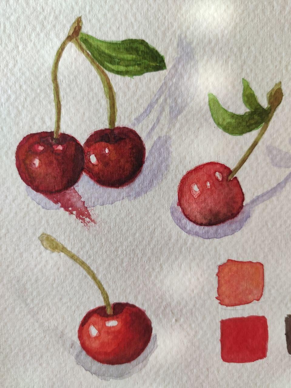 My Watercolor Cherries - image 1 - student project