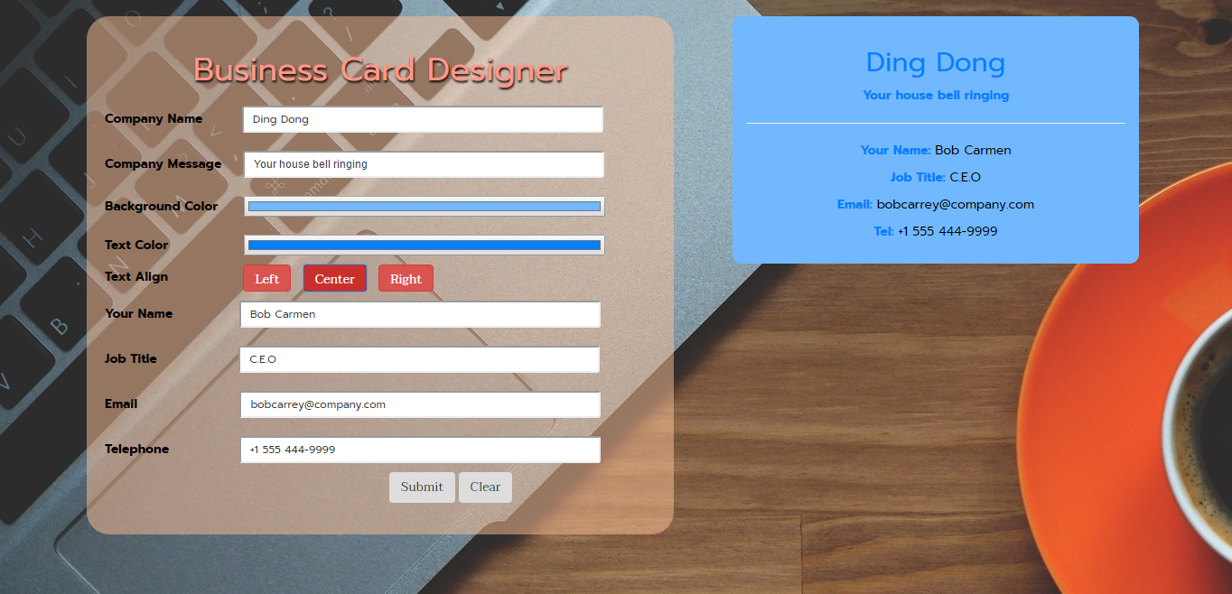 Business Card Creator - image 4 - student project