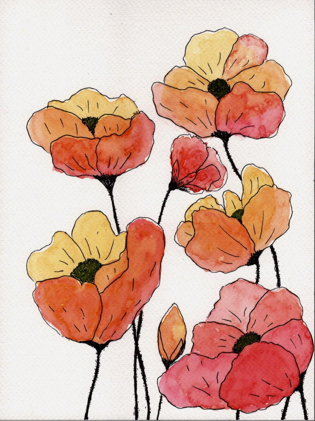 Loose poppies in different styles - image 2 - student project