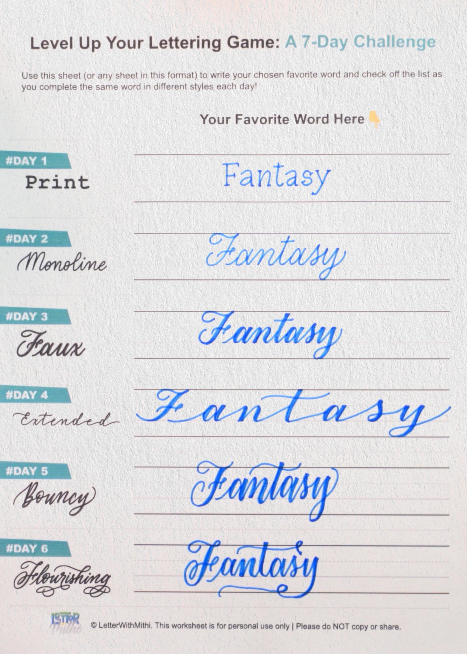 My 7 Day Handlettering Challenge Progress - image 1 - student project
