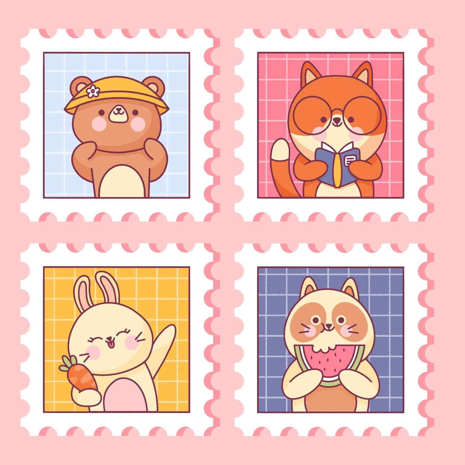 Cute Animal Post Stamps - image 1 - student project