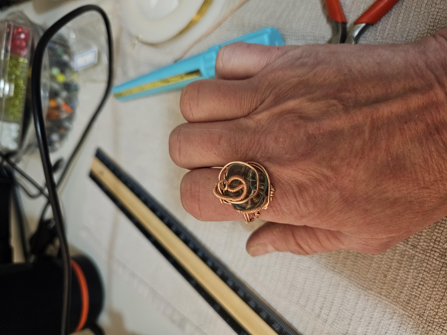 Wire wrapped ring - image 1 - student project