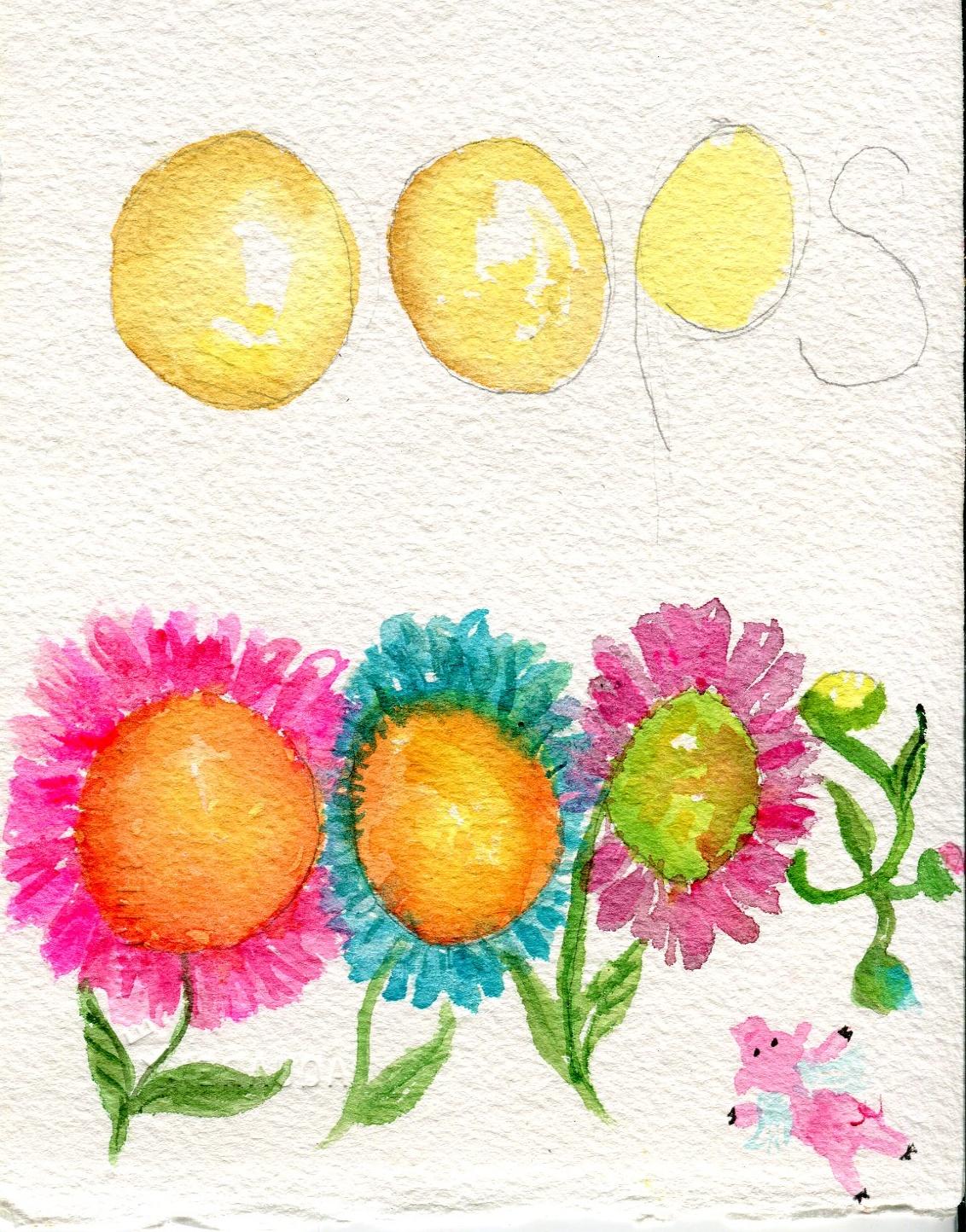 Flower centers shouldn't look like egg yolks... a  flying pig camouflages a spot  - image 1 - student project