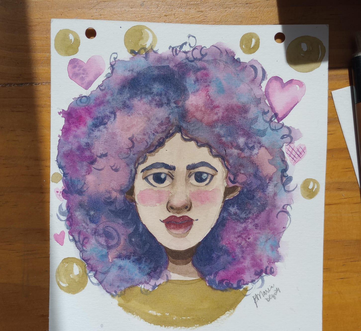 Retrato estilizado em Aquarela - image 1 - student project