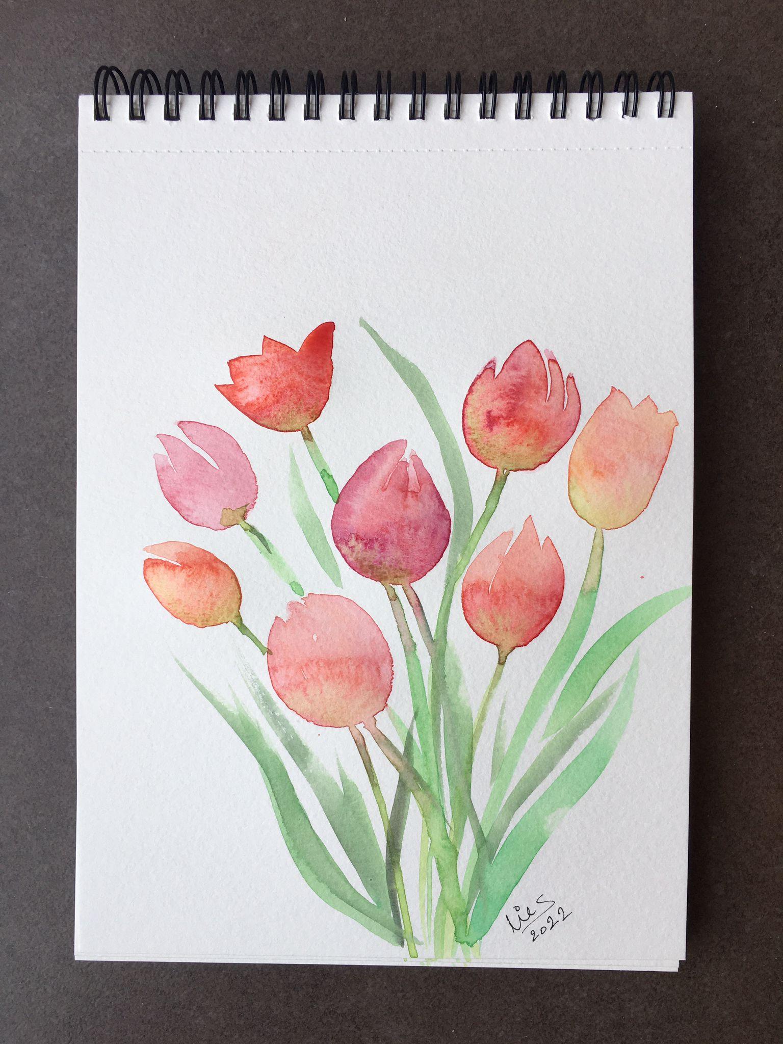 aquarel lentebloemen - 3 stijlen - image 3 - student project