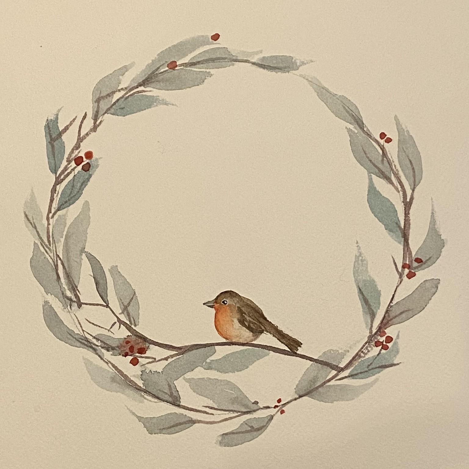 Kerstkransen. Aquarel. - image 2 - student project