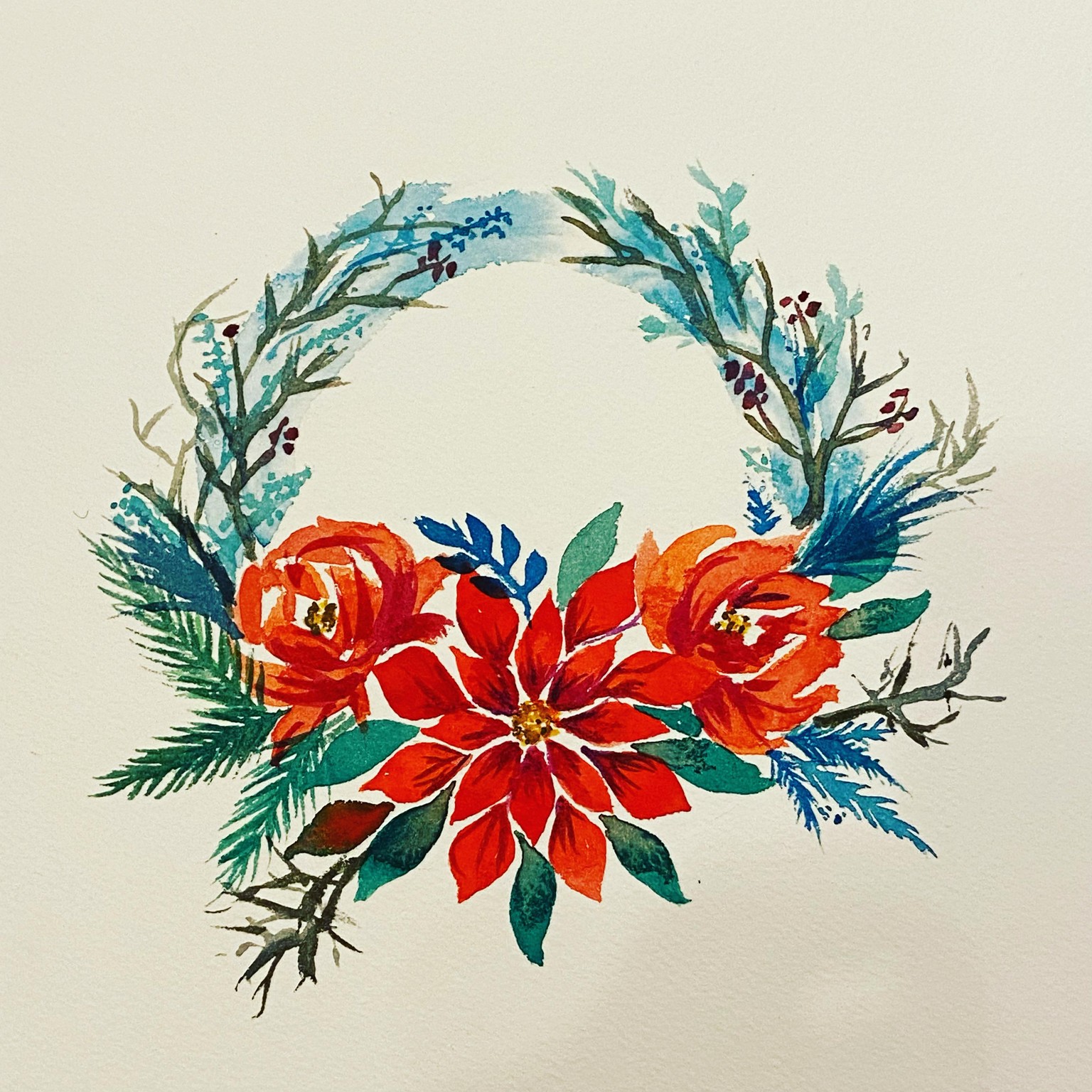 Kerstkransen. Aquarel. - image 1 - student project