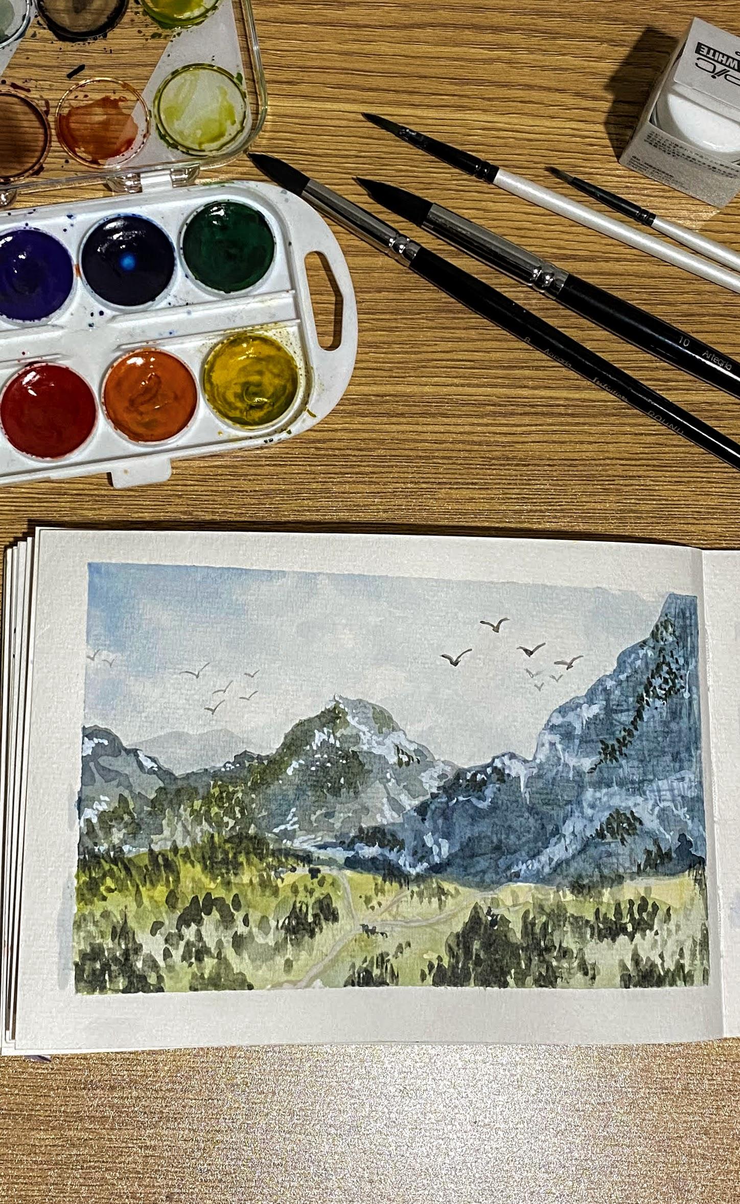 watercolor scene based on the teacher's painting :) - image 1 - student project