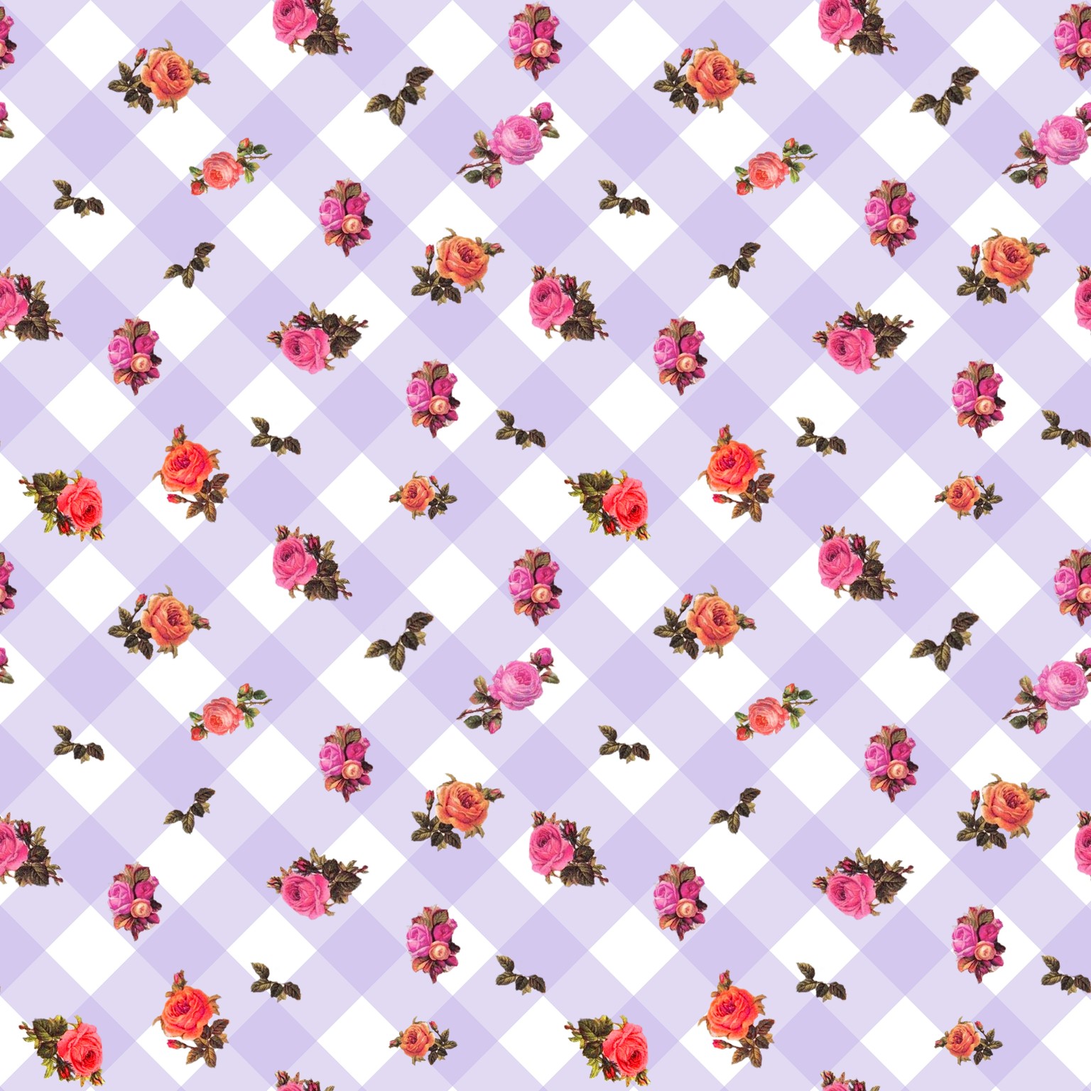 Vintage roses on gingham pattern - image 3 - student project
