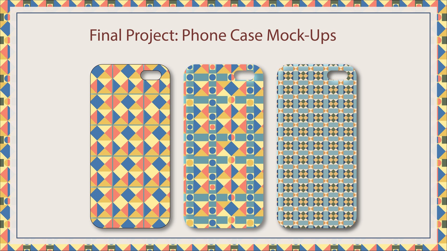 Geometric tile pattern phone case mockup - image 1 - student project