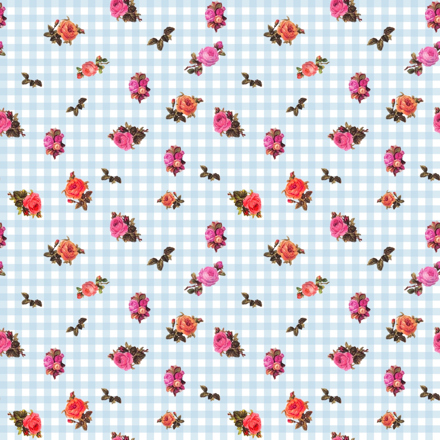 Vintage roses on gingham pattern - image 2 - student project