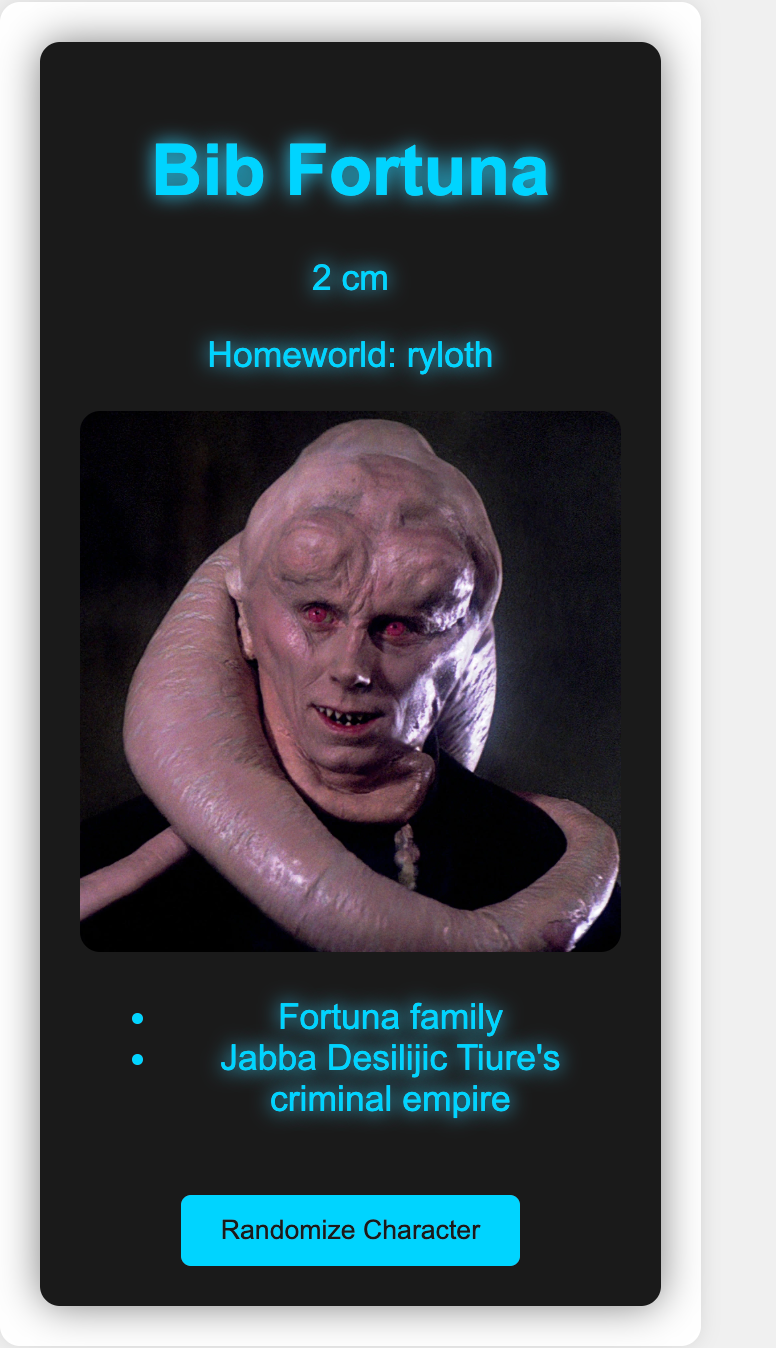 Star Wars Character Viewer - image 1 - student project