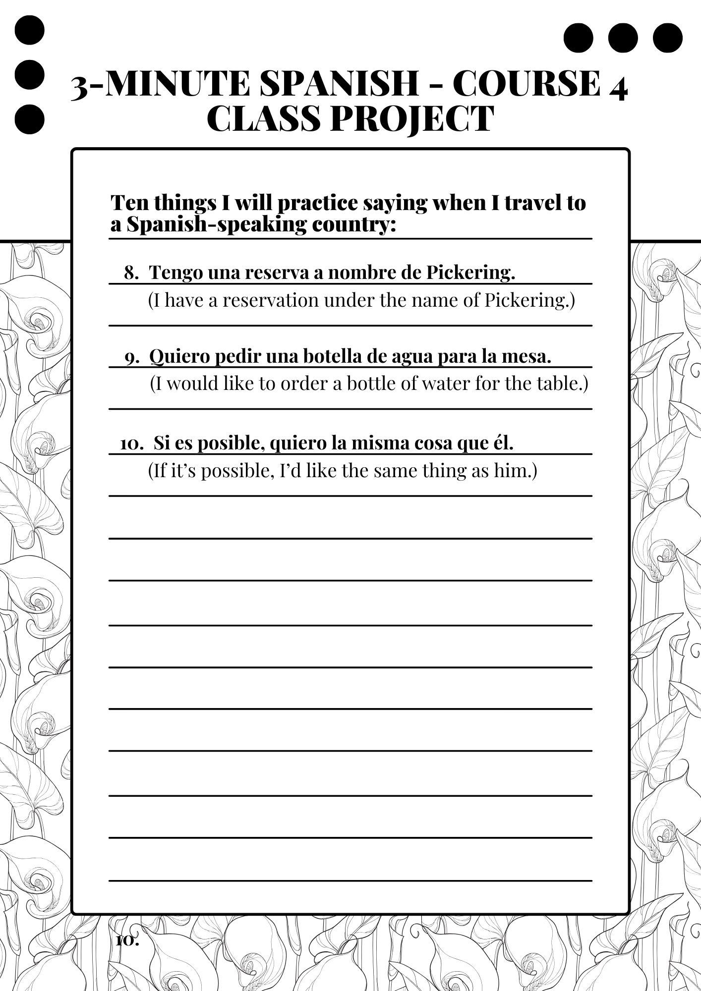 3-Minute Spanish Course 4 - Class Project - image 2 - student project