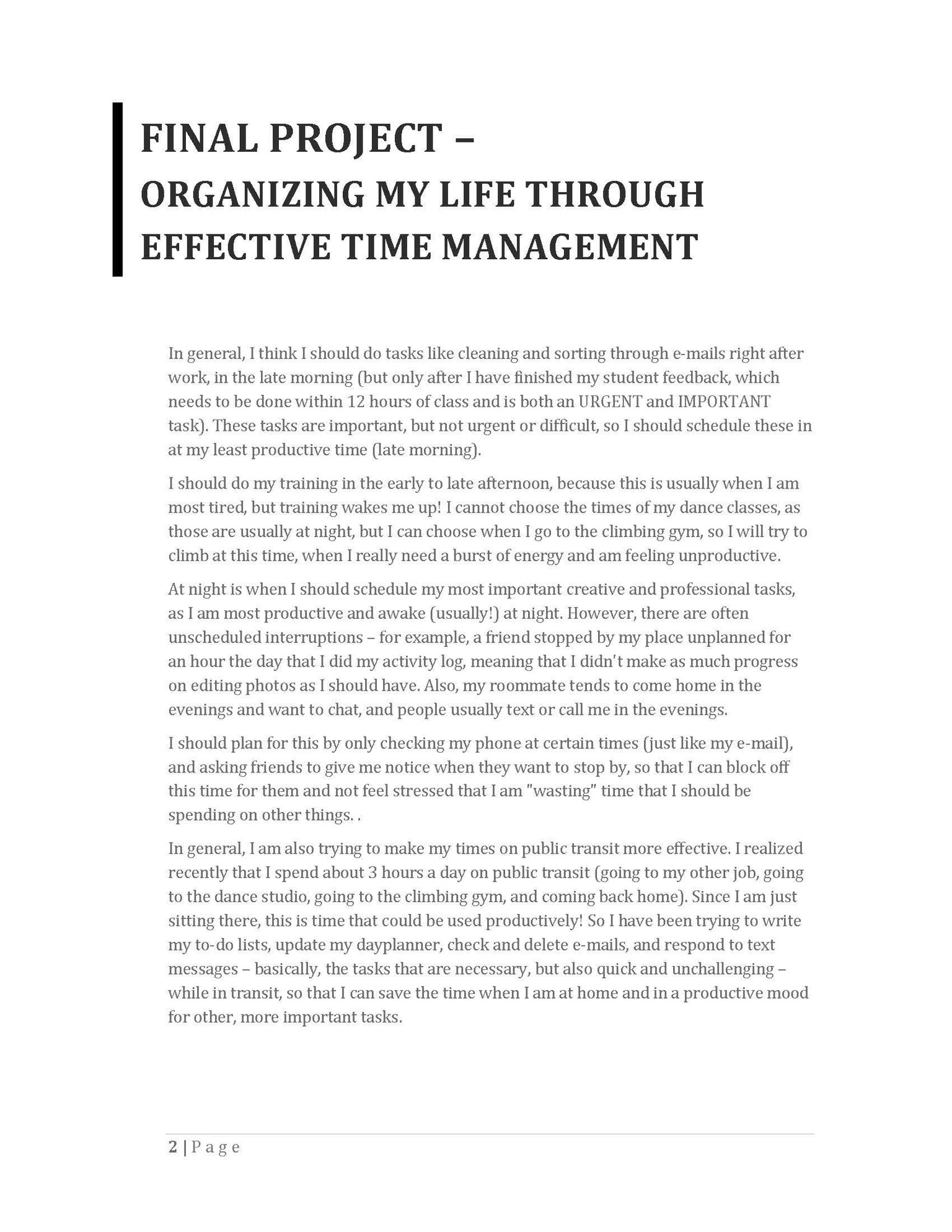 Organizing My Life Through Effective Time Management - image 4 - student project