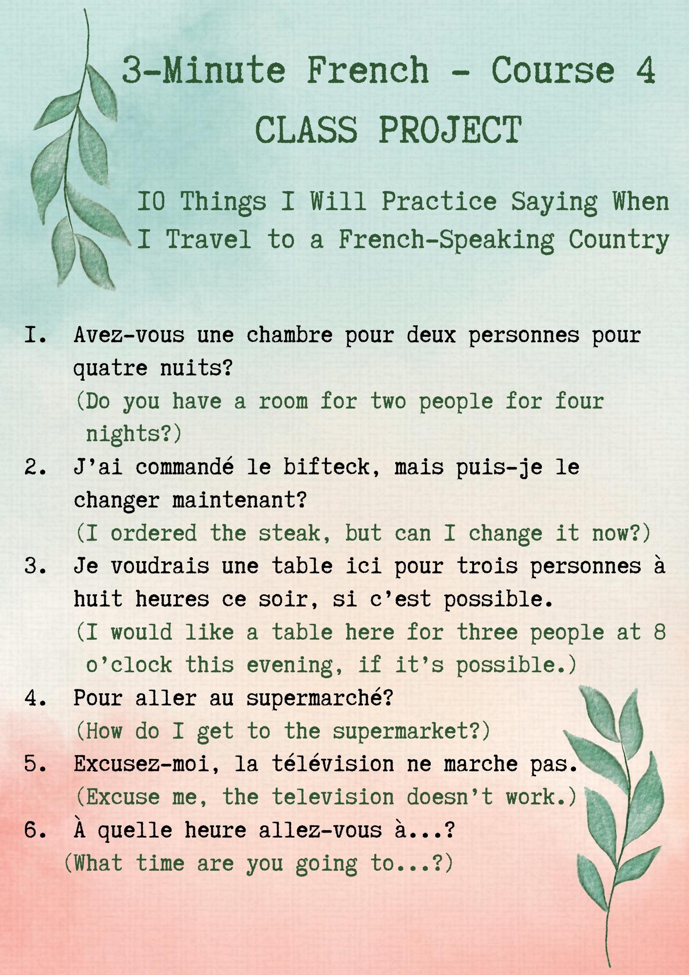 3-Minute French Course 4 - Class Project - image 1 - student project