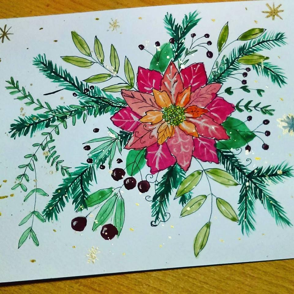 Watercolor Poinsettias - image 2 - student project