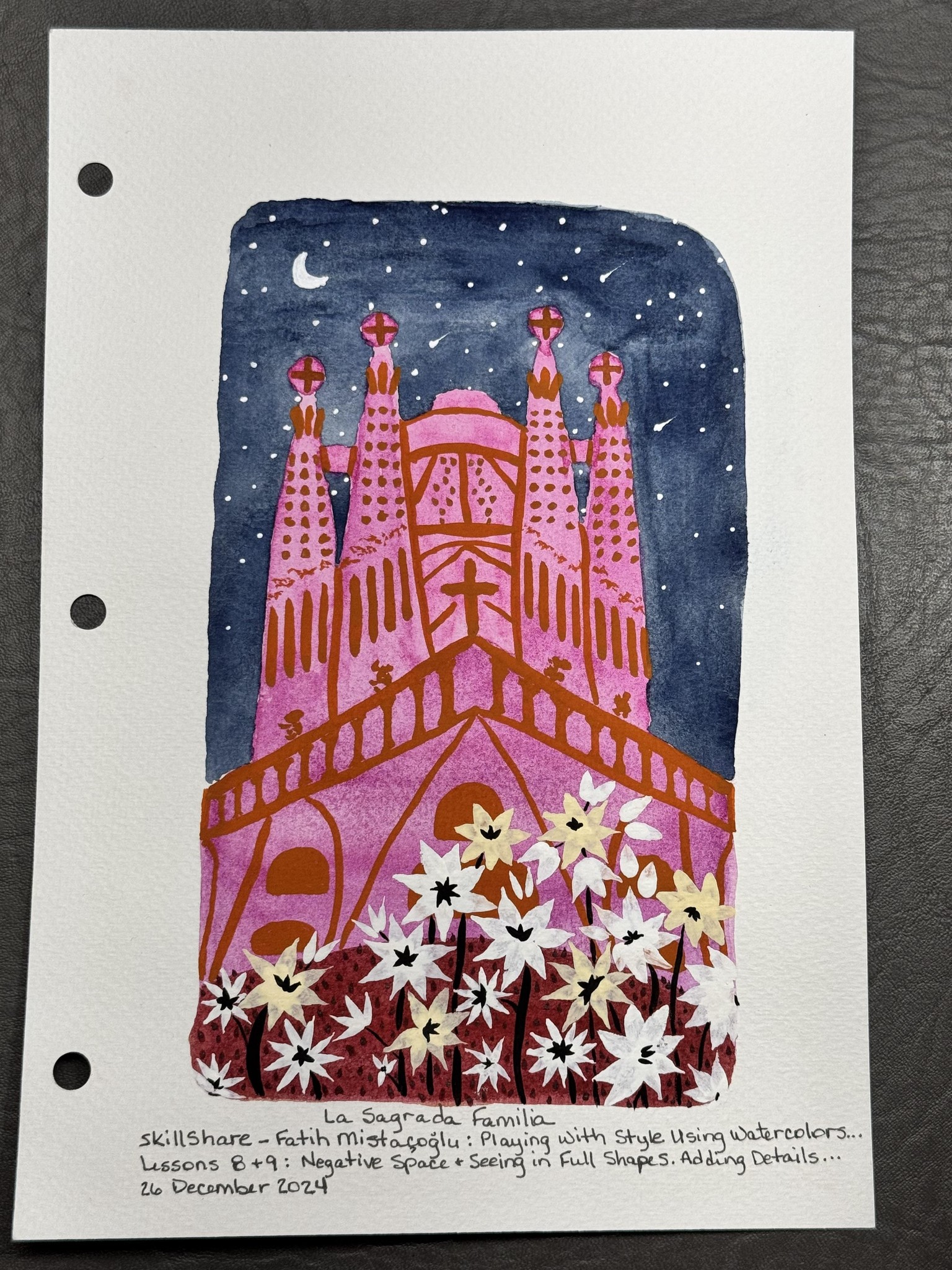 Playing with Style Using Watercolor & Brush Pens: La Sagrada Familia - image 2 - student project
