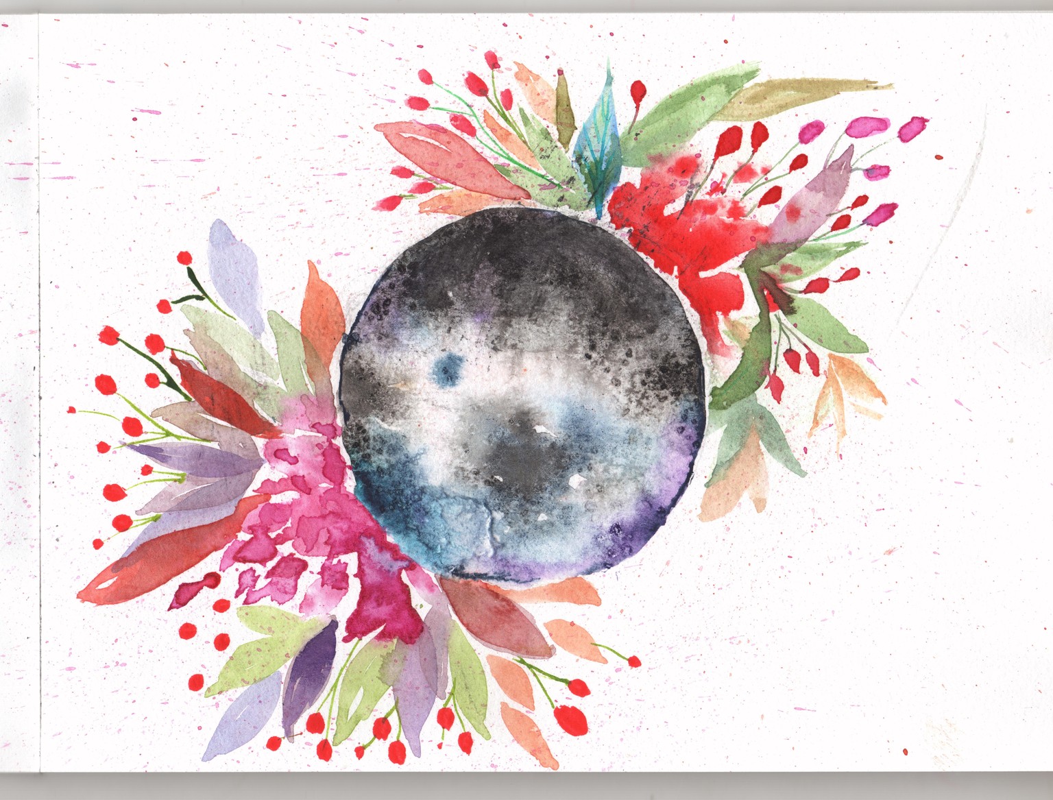Watercolor flower moons - image 1 - student project