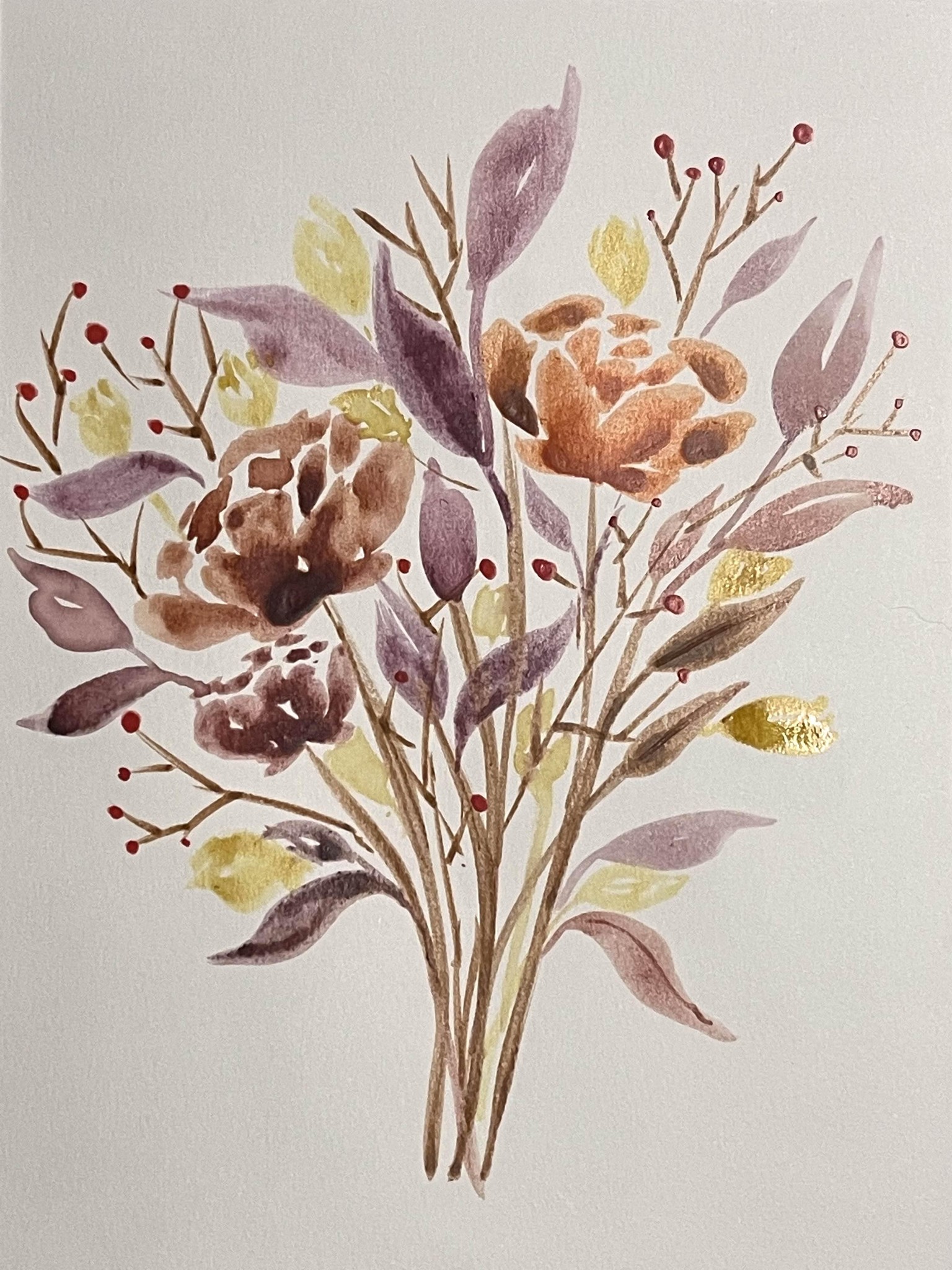 Autumnal watercolour bouquet - image 1 - student project